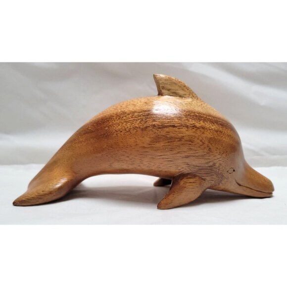 Hand-Carved Wooden Dolphin Figurine Figure Statue About 7 Inches Long - Lot D - Picture 2 of 7